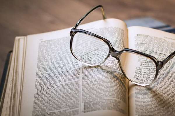 glasses on book