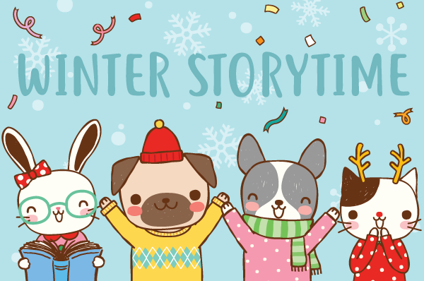 animal illustrations celebrating winter storytime