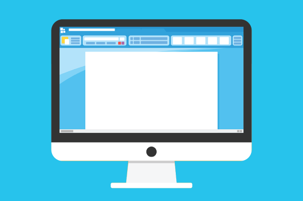 illustration of imac with microsoft word on the screen