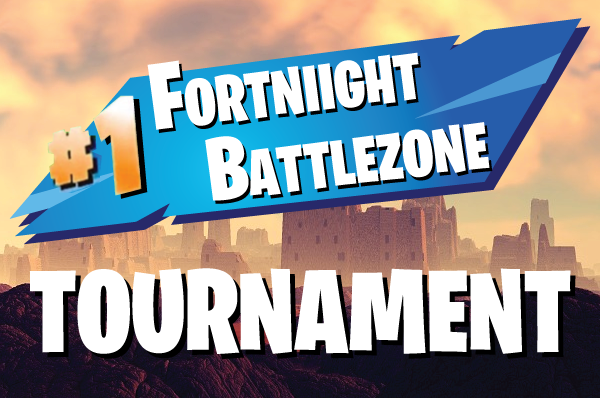 fortnite badge in front of cityscape
