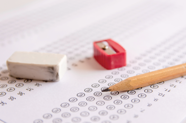 test bubble sheet pencil, sharpener, and eraser