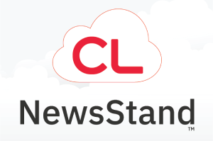logo for cloud library newsstand with cloud icon