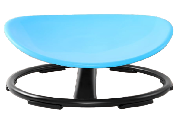 Blue chair seat on a black circular rim
