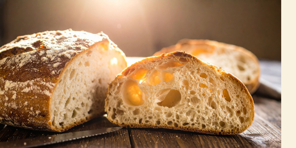 Beautiful roll of fluffy sourdough bread