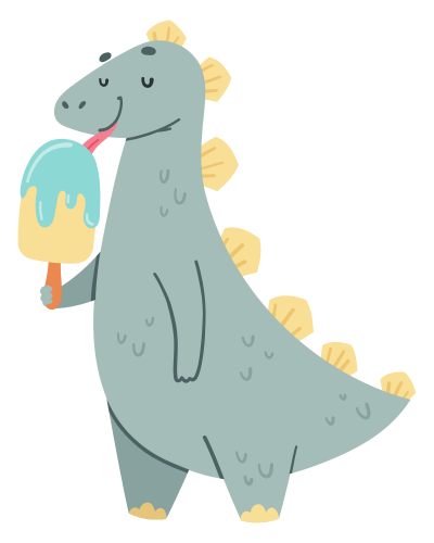 illustrated dinosaur eating ice cream