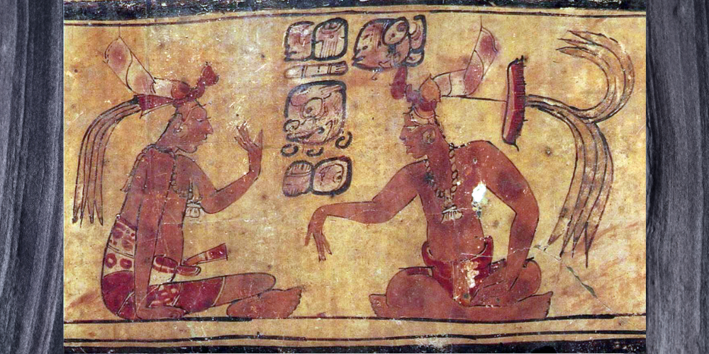 Drawing of the Maya hero twins, Hunahpu and Xbalanque
