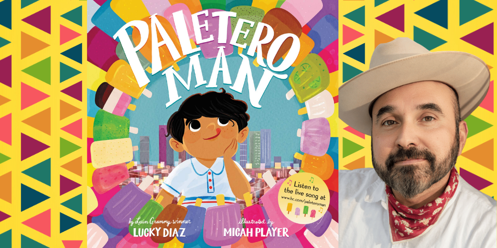 Book cover of Paletero Man and face of author Lucky Diaz